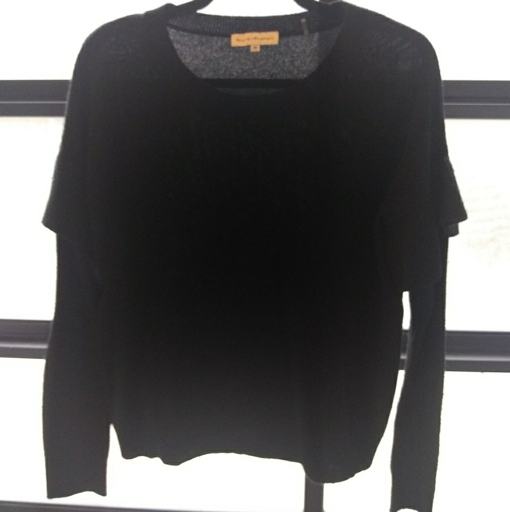 White + Warren Crew Neck Sweater w/ Ruffle Detail